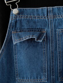 EMERY ROSE EMERY ROSE Plus Size Women's Multi-Pocket Design Wide Leg Denim Overalls - Medium Wash - View 6