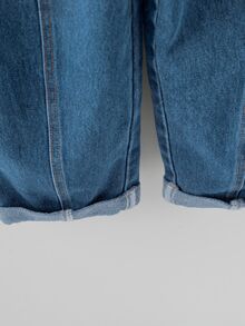 EMERY ROSE EMERY ROSE Plus Size Women's Multi-Pocket Design Wide Leg Denim Overalls - Medium Wash - View 5