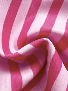 Swim Vcay Women's Summer Beach Vacations Sexy Pink Striped Print Halter-Neck 2-In-1 Bikini Set ,Layered Two Pieces Beachwear - Pink - View 9