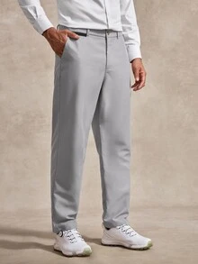 Courvante Men's Solid Color Casual Daily Travel Suit Pants With Pockets, Formal, Old Money - Light Grey - View 4