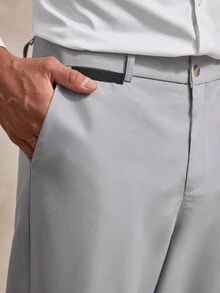 Courvante Men's Solid Color Casual Daily Travel Suit Pants With Pockets, Formal, Old Money - Light Grey - View 6