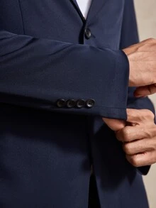 Courvante Bộ suit nam một hàng khuy, phong cách công sở thường nhật trang trọng, dùng cho lễ nghi - Màu xanh hải quân - Xem 6