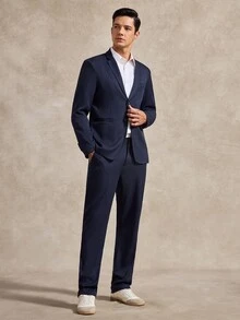 Courvante Bộ suit nam một hàng khuy, phong cách công sở thường nhật trang trọng, dùng cho lễ nghi - Màu xanh hải quân - Xem 1