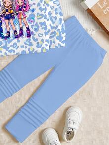 Young Girl Casual Cute Cartoon Girl Group Print Sweatshirt And Leggings 2 Pieces Set Autumn Kids - Multicolor - View 4