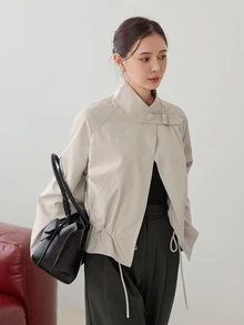 Dazy-Less Women's Regular Fit Casual Short Jacket, Apricot, Lapel Collar, Zipper, Long Sleeve, Slim Fit, Pocket Decor, Autumn/Winter - Apricot - View 3