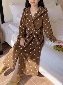 SHEIN Tween Girl 秋季/冬季保暖內裡加厚絨毛花卉可愛居家服童裝 - 彩色 - 查看 8