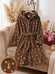 SHEIN Tween Girl 秋季/冬季保暖內裡加厚絨毛花卉可愛居家服童裝 - 彩色 - 查看 10