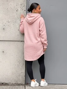 SAYEHFBABY 女款休閒純色連帽衛衣，秋冬款 - 粉色 - 查看 2