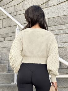 SAYEHFBABY Drop Shoulder Button Front Cardigan,Long Sleeve Tops Fall Winter Cloth For Women - Apricot - View 2
