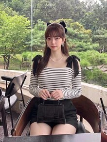 Bijouette Autumn Casual Elegant Elastic Plus Size Black And White Square Neck Knit Top Mesh Bow Cold Shoulder Slim Fit Long Sleeve Base Layer Fall Birthday - Black and White - View 14