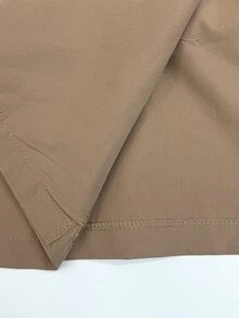 SHEIN PETITE Women's Solid Color Raglan Long Sleeve Double-Breasted Casual Regular Fit Jacket - Camel - View 12