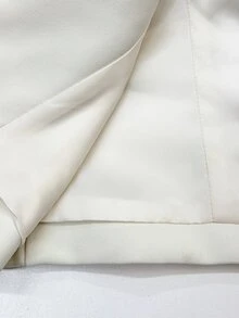 SHEIN PETITE Women's Long Sleeve Waist Button Design Jacket And Pants Elegant Suit Set - White - View 11