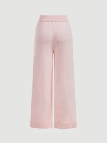 SHEIN MOD Women's Solid Color Halter Neck Top And Long Pants Casual Daily Knit Two Pieces Set - Pink - View 10