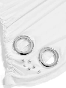 ACID BLVD Autumn/Winter Y2K Soft Sexy Avant-Garde Draped Cut Asymmetrical Neck Asymmetrical Long Sleeve T-Shirt - White - View 10