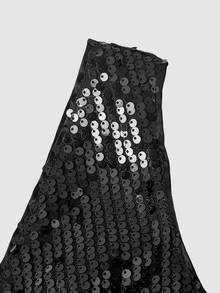SHEIN MOD Black Sequin Elegant Sleeveless Mini Dress - Black - View 4