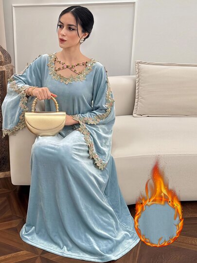 Yasmyna Women's Applique Casual Party & Travel Arabian Dress