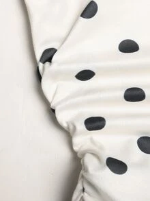 SHEIN Pitira 兒童青少年女孩優雅黑白波點露肩收腰洋裝，派對洋裝 - 白色 - 查看 6