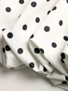SHEIN Pitira 兒童青少年女孩優雅黑白波點露肩收腰洋裝，派對洋裝 - 白色 - 查看 9