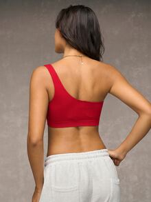 Esseday Women's Solid Color One-Shoulder Casual Everyday Bra - Red - View 7
