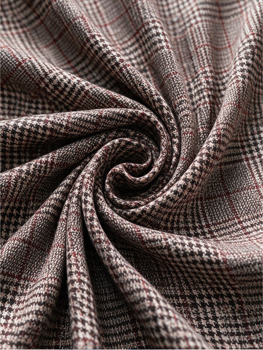 SHEIN Women's Fall/ Vintage Elegant Plaid Velvet Patchwork Blazer Jacket Thanksgiving Office Grey Plaid - Multicolor - View 1