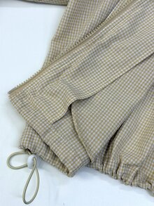 Coolane Women's Fall/Winter Streetwear Casual Going Out Basic Athleisure Khaki Plaid Old Money Stand Collar Varsity Jacket,Airport Outfit,Casual Jacket - Khaki - View 10