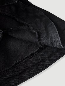 Sweetra Fashionable Casual Streetwear Girl Lady Vintage Street Style Napoleon Button Front Denim Jacket Night Out Black Fall - Black - View 6