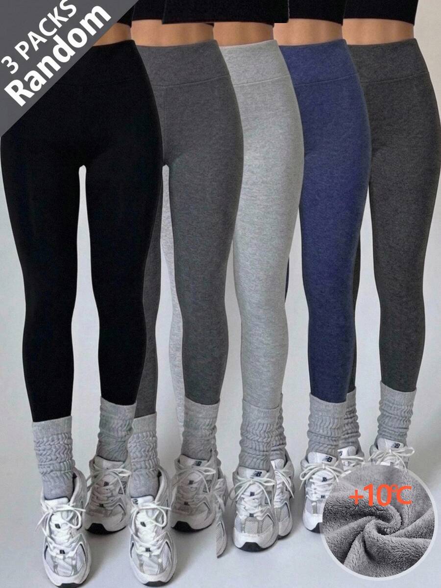 SHEIN 3件組青少年女孩冬季秋季內搭褲 - 彩色 - 查看 1