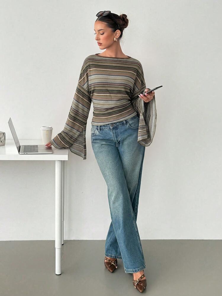 Siren Gaze Women's Streetwear 2000s Casual Korean Style Olive Green Plaid Colorblock T-Shirt For Daily Wear Brunch Fall Everyday - Multicolor - View 2