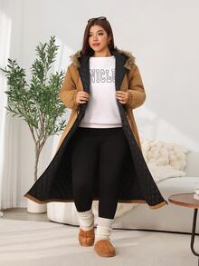 Solflare Chaqueta con capucha de piel sintética de talla grande con bolsillos con cremallera para invierno - Multicolor - Ver 9