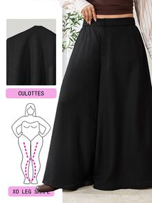 Solflare Plus Size Women's Solid Color Casual Versatile Daily Wear Long Pants - Black - View 6