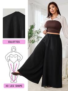 Solflare Plus Size Women's Solid Color Casual Versatile Daily Wear Long Pants - Black - View 2