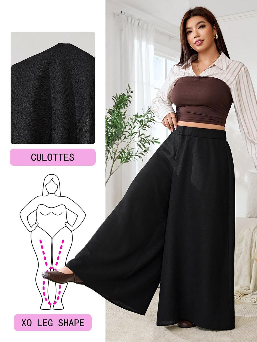 Solflare Plus Size Women's Solid Color Casual Versatile Daily Wear Long Pants