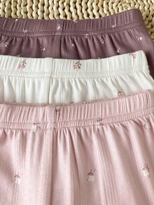 SHEIN 3件組女嬰純色長褲，簡約時尚，適合外出，春秋穿著，舒適 - 彩色 - 查看 5