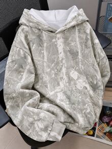 SHEIN Coolqubz 1件青少年男孩極簡高街小印花圖案套頭針織運動衫，舒適面料，獨特版型，秋冬新款 - 灰色 - 查看 1