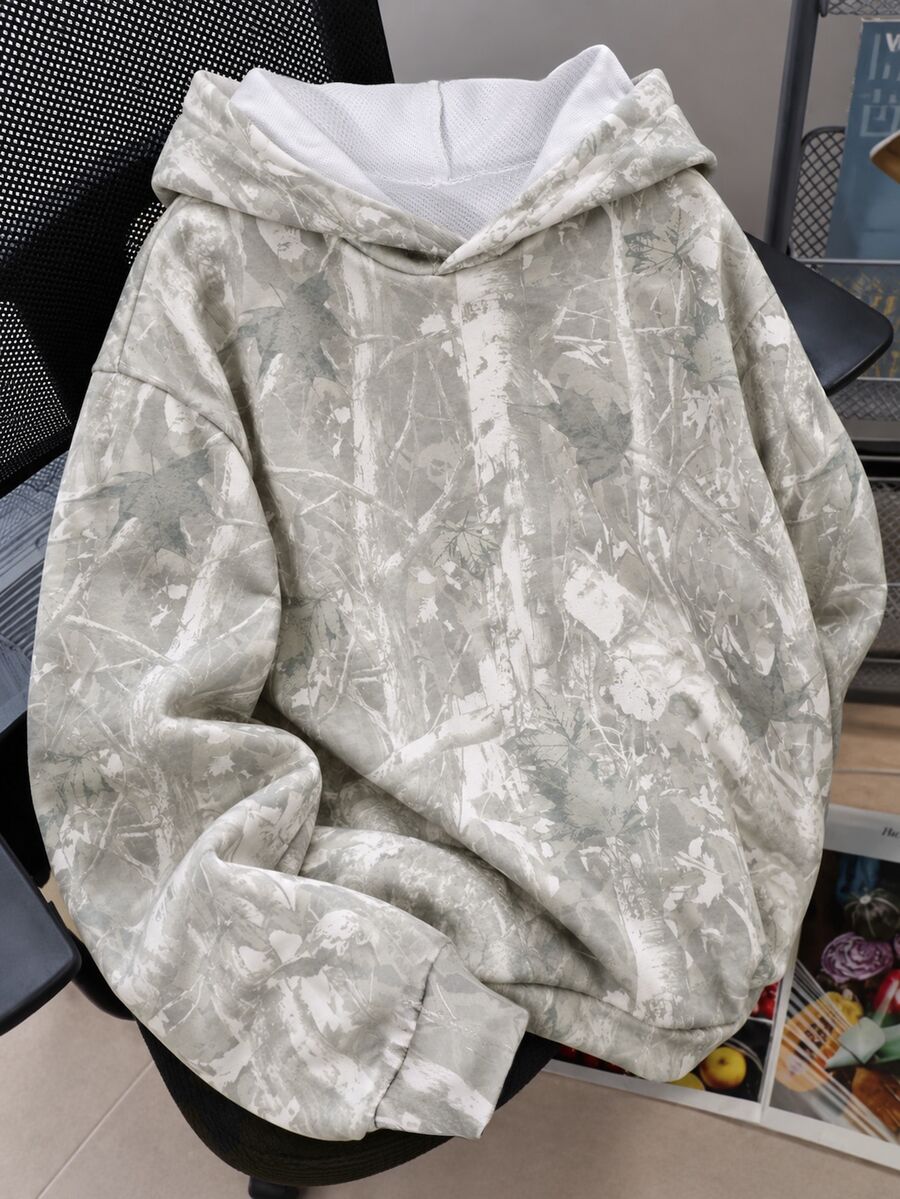SHEIN Coolqubz 1件青少年男孩極簡高街小印花圖案套頭針織運動衫,舒適面料,獨特版型,秋冬新款 - 灰色 - 查看 1
