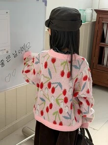 Dazy Kids 青少年女孩全印花休閒百搭日常穿搭開襟衫 秋季 - 粉色 - 查看 2