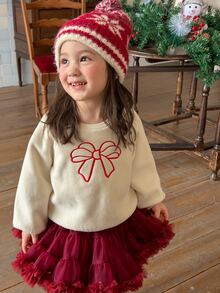 Dazy Kids Baby Girl Fashion Embroidered Round Neck Long Sleeve Sweatshirt Versatile Fall - Beige - View 3