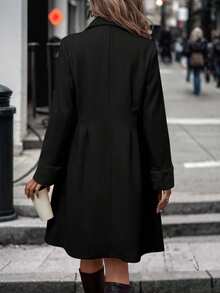Struktiv Autumn/Winter Fashion Versatile Double-Breasted Overcoat Date Night Office Black Business Casual Elegant - Black - View 2