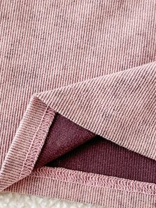 SHEIN Vintaside Kids BABY GIRLS Casual Minimalist Dusty Pink Rib-Knit Solid Long Sleeve Tops And Wide Leg Pants 2 Pieces Set - Pink - View 7