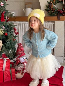 DAZY Infant (Girl) Round Neck Solid Color Long Sleeve Autumn/Winter Cardigan - Blue - View 5