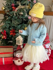 DAZY Infant (Girl) Round Neck Solid Color Long Sleeve Autumn/Winter Cardigan - Blue - View 1