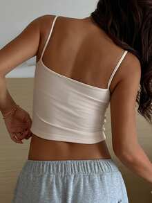 DAZY Women's Lace Patchwork Fitted Versatile Daily Casual Camisole Top - White - View 2