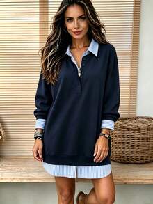 Trelyra Women's Colorblock Casual Daily Summer Short Dress - Royal Blue - View 1