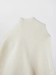 SHEIN Women Zip Up Knit Cardigan, Stand Collar Appliques Decor Long Sleeves For Daily - Apricot - View 8