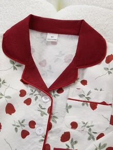 SHEIN 甜美碎花拼接長袖開襟衫與長褲兩件套，小女孩休閒舒適居家服 - 彩色 - 查看 8