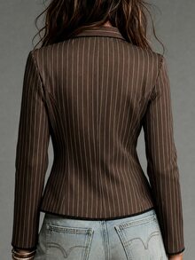 Yalmera Women's Autumn Striped Long Sleeve Chinese Style Jacket With Frog Button Design - Multicolor - View 2