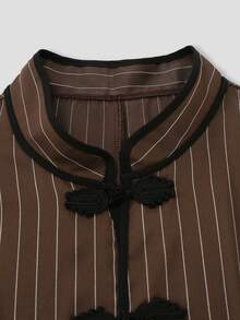 Yalmera Women's Autumn Striped Long Sleeve Chinese Style Jacket With Frog Button Design - Multicolor - View 9