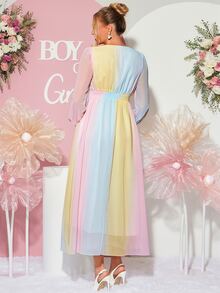 Loomaby Sweet Maternity Colorblock Vacation Dress,Gender Reveal Dress,Maternity Dress,Baby Shower Dress - Multicolor - View 7