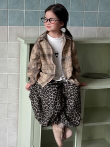 Dazy Kids Young Girl Leopard Print Loose Lantern Pants With Elastic Waist Design - Brown - View 8