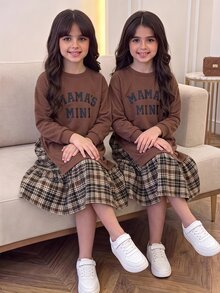 SHEIN Kids Tween Girls Retro Fashion Versatile Casual Everyday Wear Fall Winter, Suitable For Outings - Rust Brown - View 11